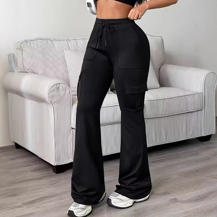 Women's High-Waisted Cargo Flare Pants