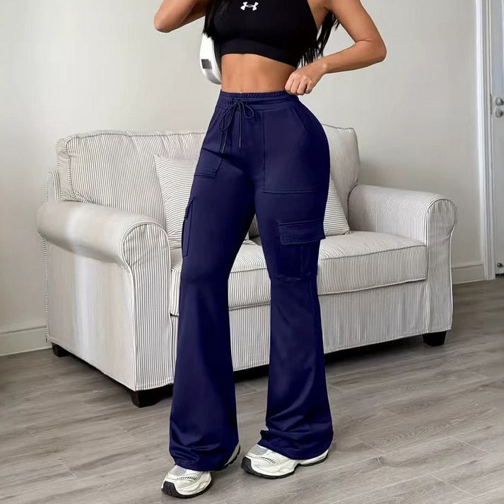 Women's High-Waisted Cargo Flare Pants