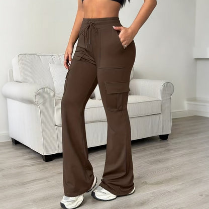 Women's High-Waisted Cargo Flare Pants
