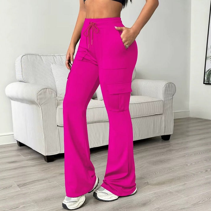 Women's High-Waisted Cargo Flare Pants