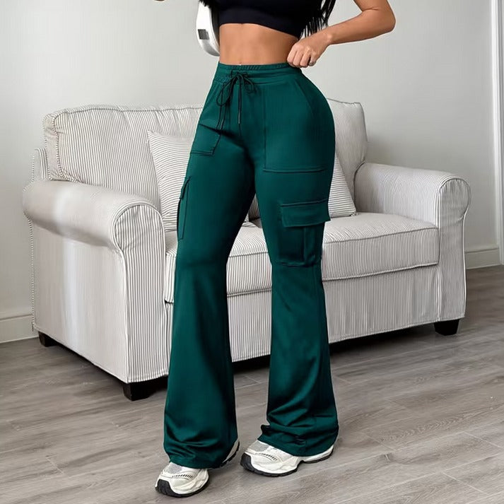 Women's High-Waisted Cargo Flare Pants