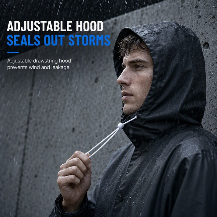Waterproof Hooded Button-Front Raincoat