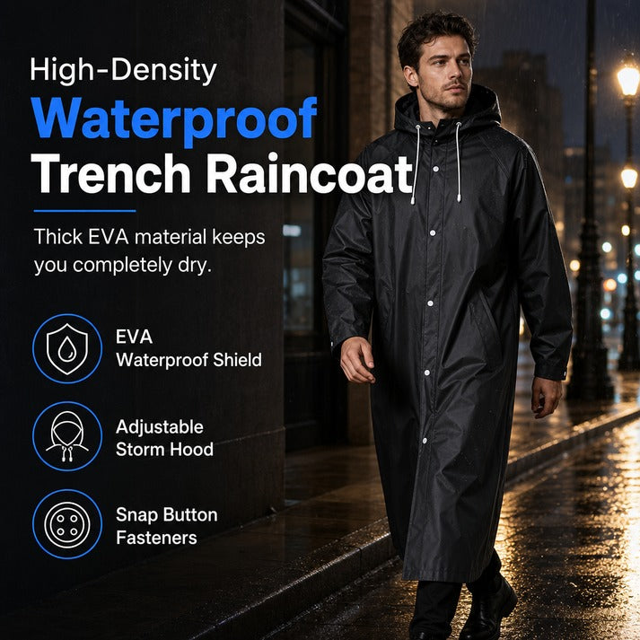 Waterproof Hooded Button-Front Raincoat