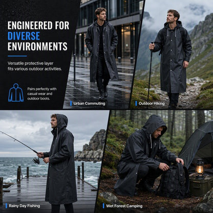 Waterproof Hooded Button-Front Raincoat