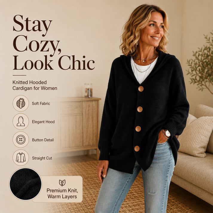 Women's Hooded Button Cardigan