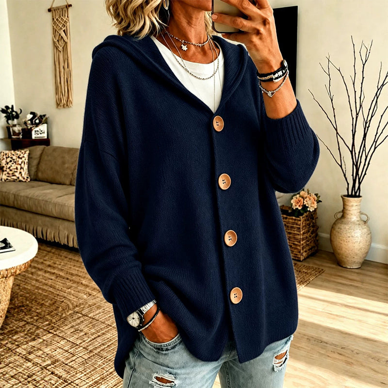 Women's Hooded Button Cardigan