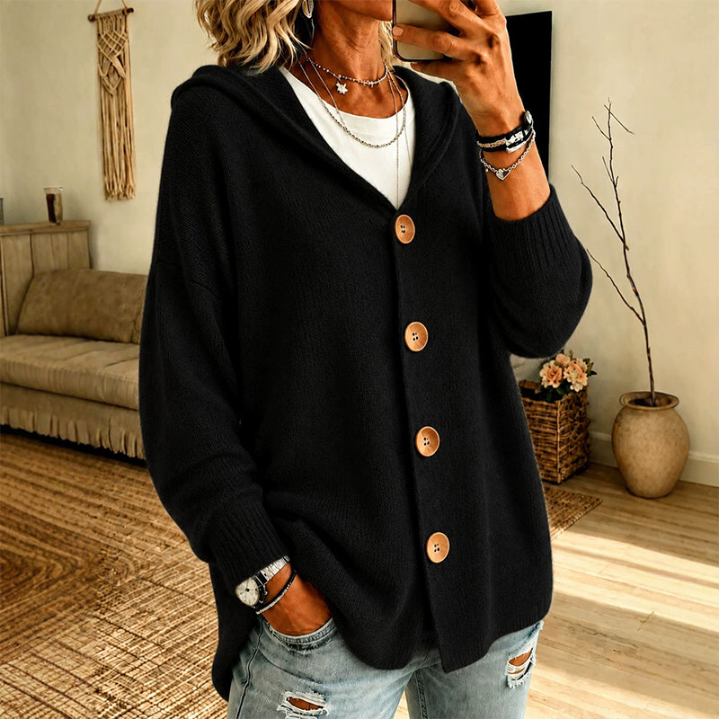 Women's Hooded Button Cardigan