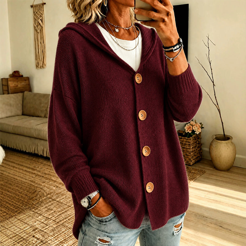 Women's Hooded Button Cardigan