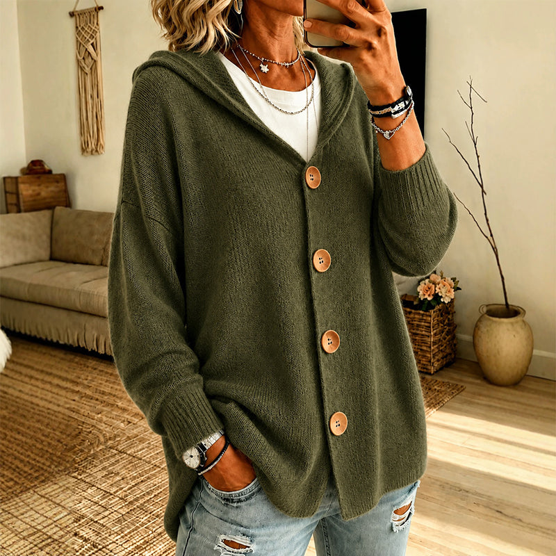 Women's Hooded Button Cardigan