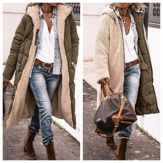 Women's Reversible Hooded Quilted Coat