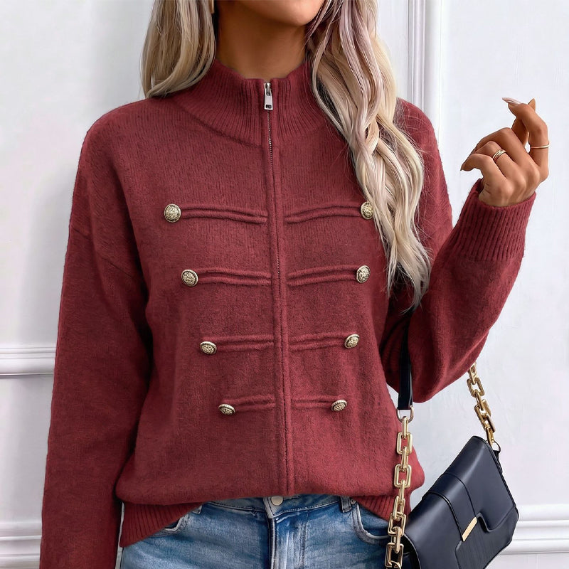 Women's Zipper Button Detail Jacket