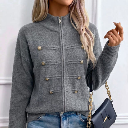 Women's Zipper Button Detail Jacket