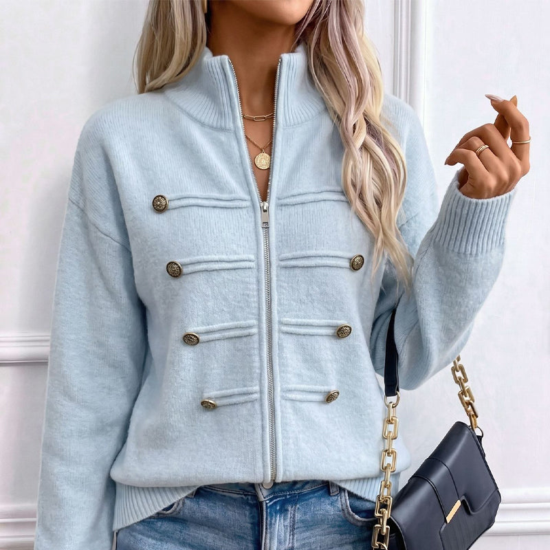 Women's Zipper Button Detail Jacket