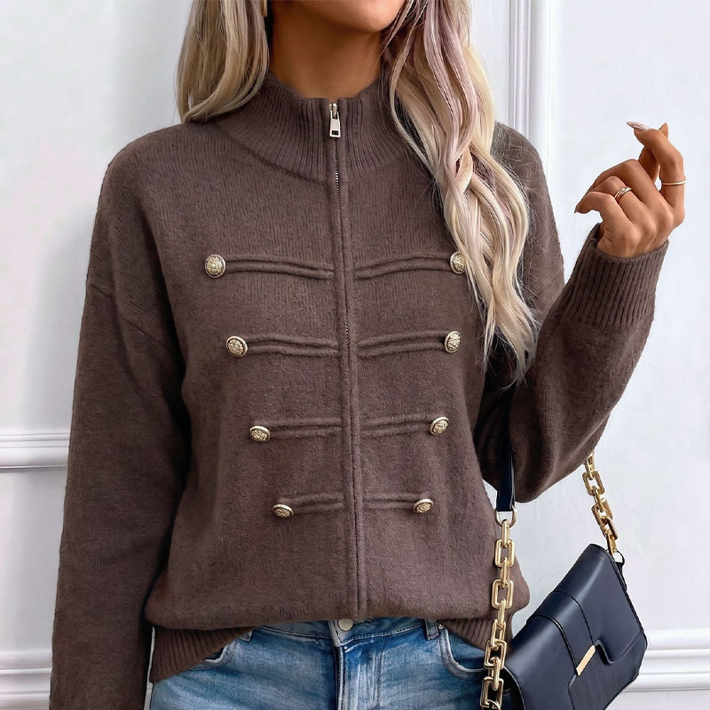 Women's Zipper Button Detail Jacket