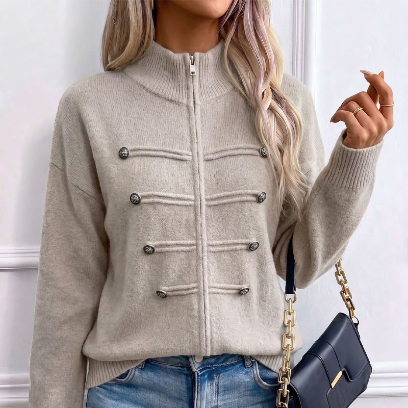 Women's Zipper Button Detail Jacket