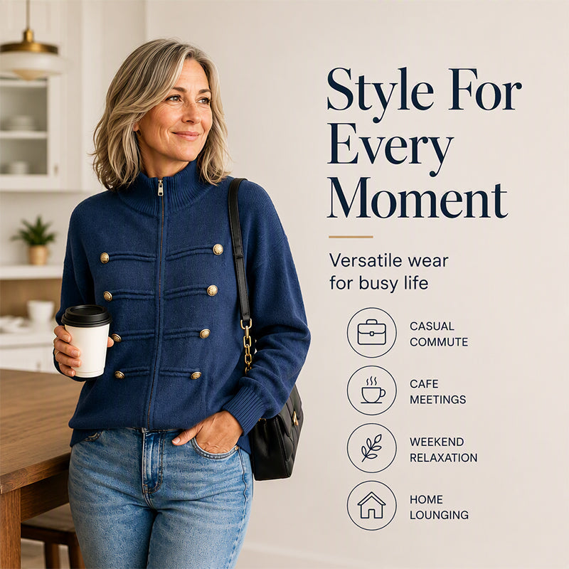 Women's Zipper Button Detail Jacket