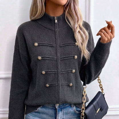 Women's Zipper Button Detail Jacket