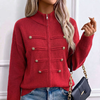 Women's Zipper Button Detail Jacket