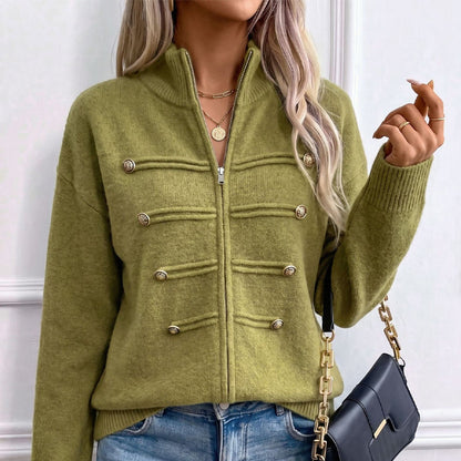 Women's Zipper Button Detail Jacket