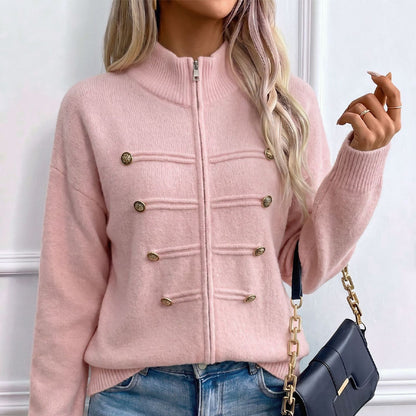 Women's Zipper Button Detail Jacket