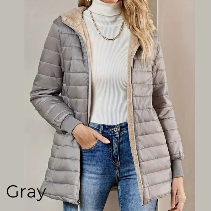 Women's Quilted Hooded Zip Coat