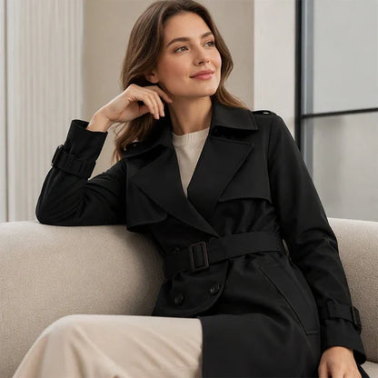 Women's Double-Breasted Belted Trench Coat