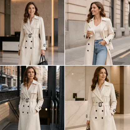 Women's Double-Breasted Belted Trench Coat