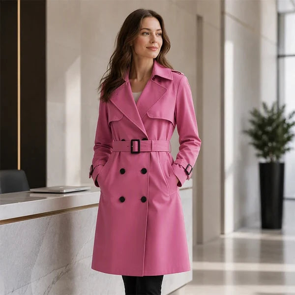 Women's Double-Breasted Belted Trench Coat