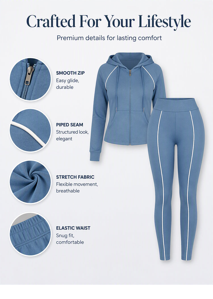Women's Zip-Up Hoodie and Pants Set