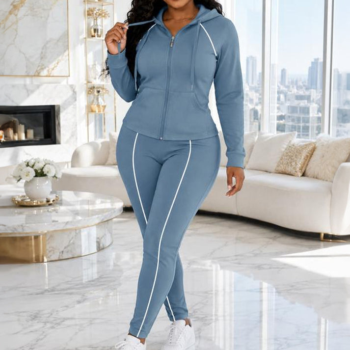 Women's Zip-Up Hoodie and Pants Set
