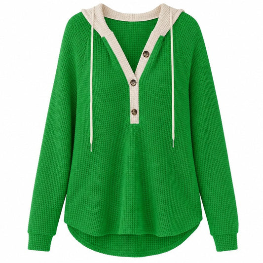 Women's Hooded Button Detail Top