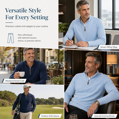 Men's Quarter-Zip Stand Collar Pullover