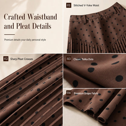 Women's High Waist Polka Dot Pleated Skirt