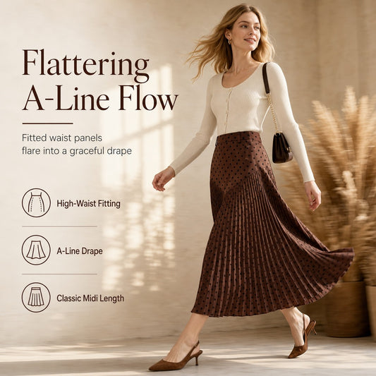 Women's High Waist Polka Dot Pleated Skirt