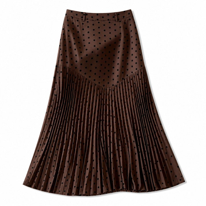 Women's High Waist Polka Dot Pleated Skirt