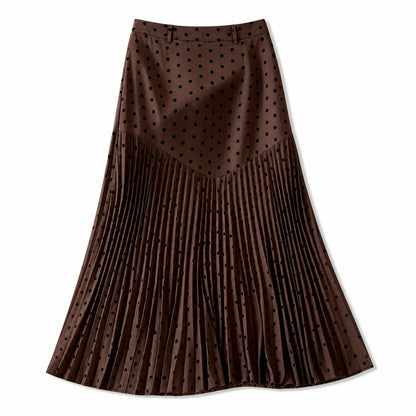 Women's High Waist Polka Dot Pleated Skirt