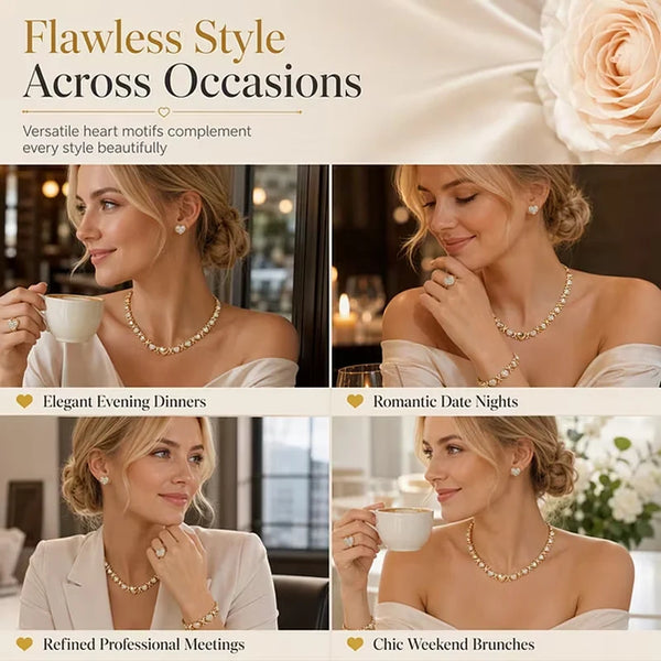 Women’s Heart Detail Jewelry Set
