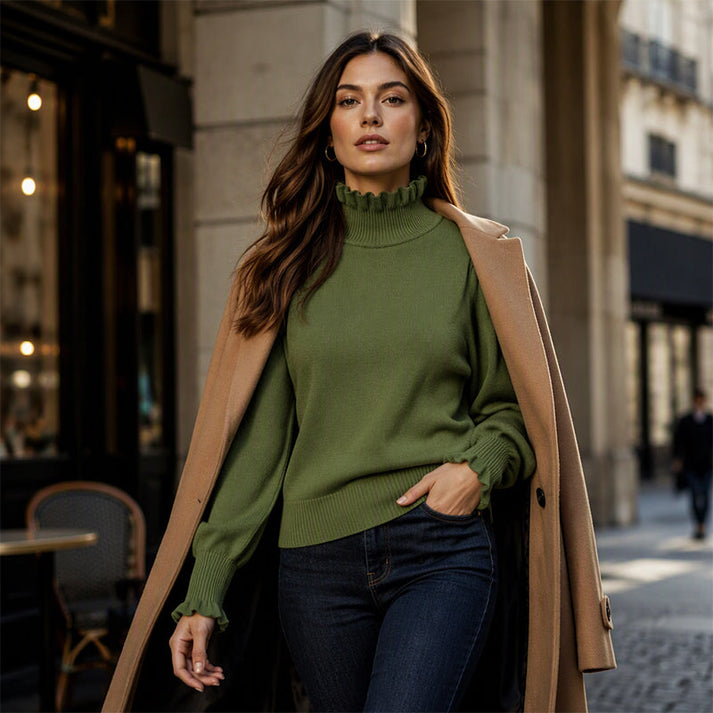 Women's Ruffled Mock Neck Top