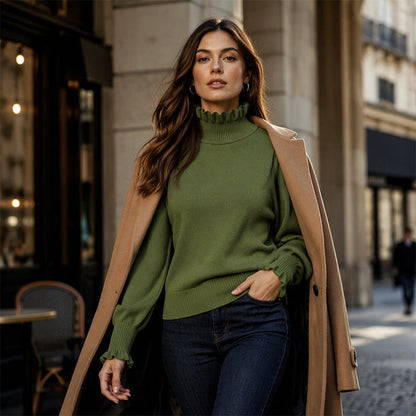 Women's Ruffled Mock Neck Top