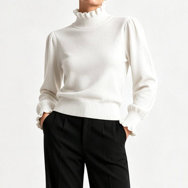Women's Ruffled Mock Neck Top