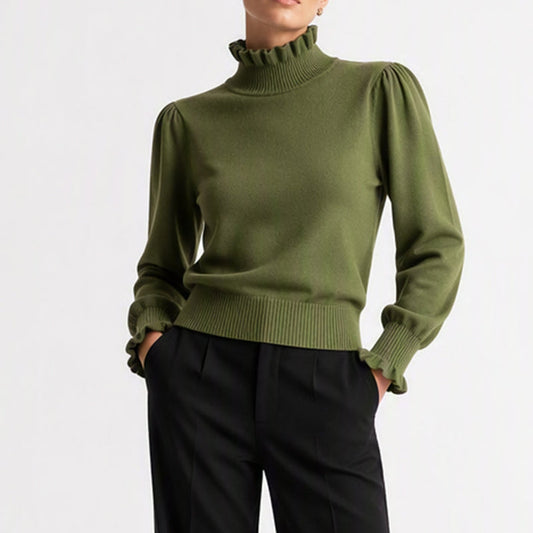 Women's Ruffled Mock Neck Top