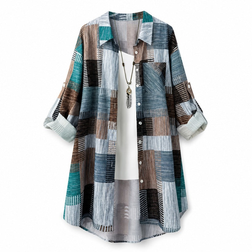 Women's Patterned Button-Front Shirt