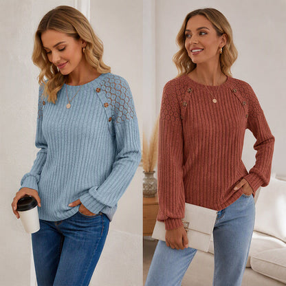 Women's Ribbed Button Detail Top