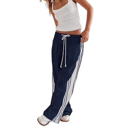 Women's Striped Wide-Leg Drawstring Pants