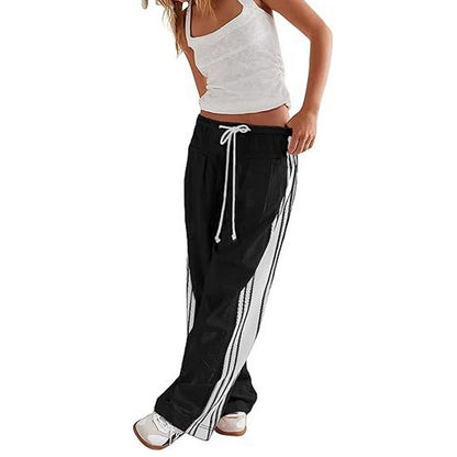Women's Striped Wide-Leg Drawstring Pants