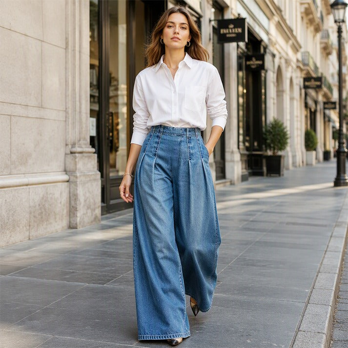 Women's High-Waisted Wide-Leg Jeans