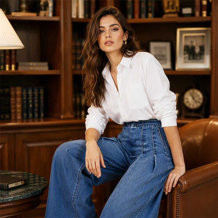 Women's High-Waisted Wide-Leg Jeans