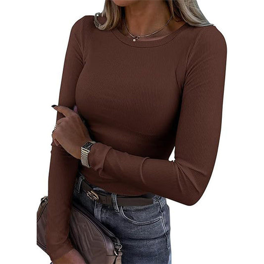 Women's Ribbed Crew Neck Knit Top