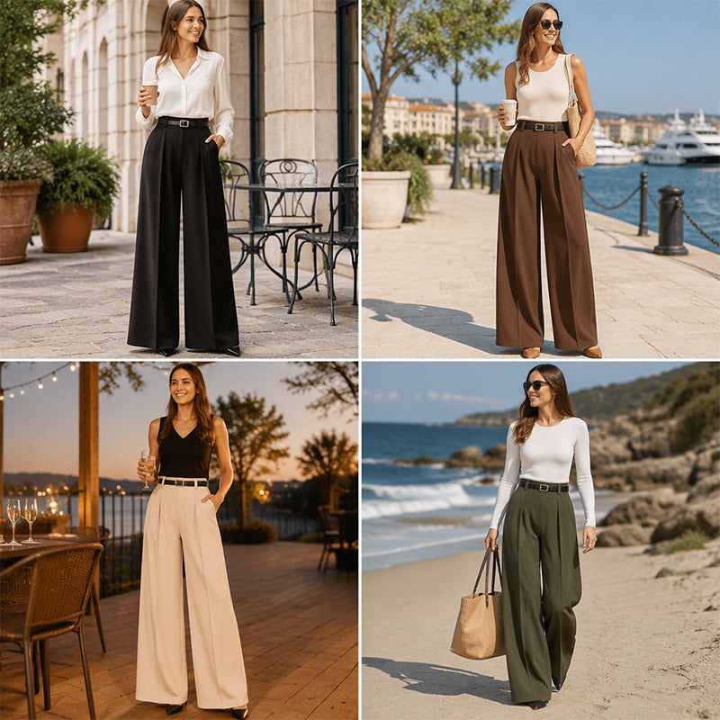 Women's High-Waisted Wide-Leg Pants