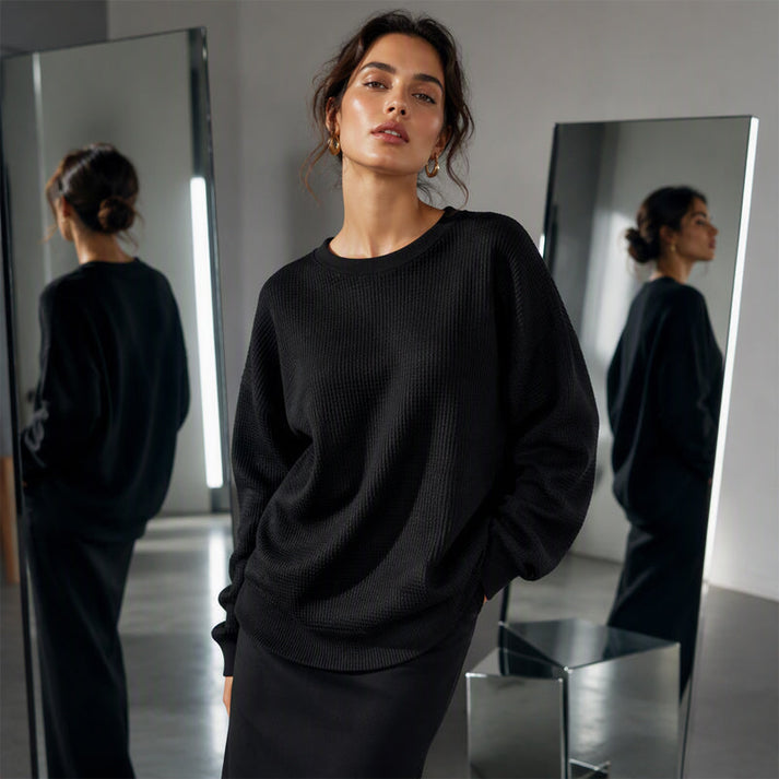 Women's Waffle Knit Pullover Top